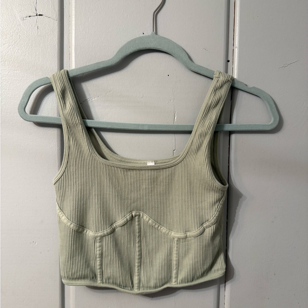 Nikibiki Ribbed Crop Top - light sage green